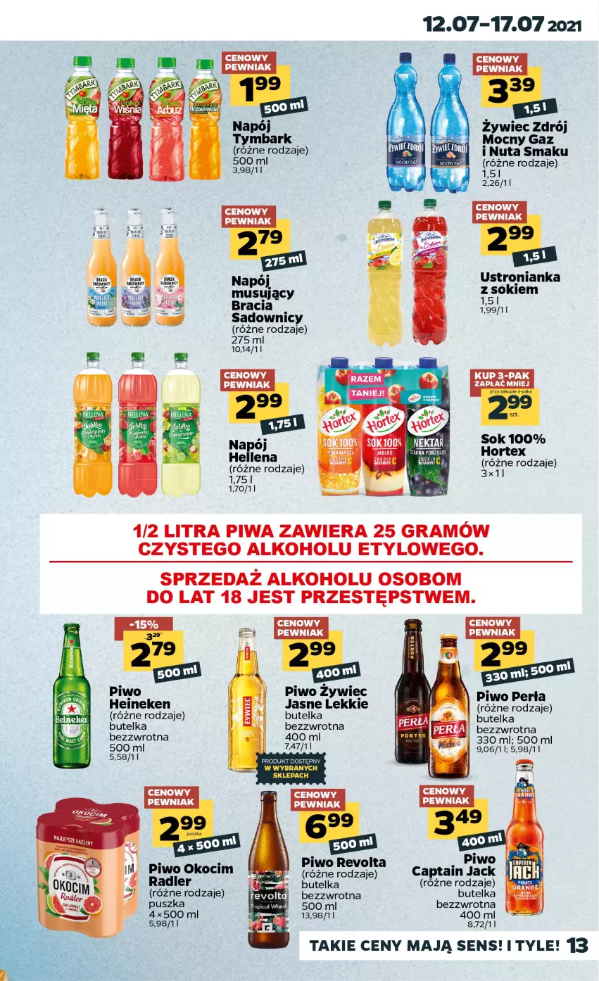 Gazetka promocyjna Netto - Gazetka spożywcza - ważna 12.07 do 17.07.2021 - strona 13 - produkty: Captain Jack, Gra, Heineken, Hellena, Koc, Mus, Napój, Nektar, Okocim, Perła, Piwa, Piwo, Sok, Tymbark