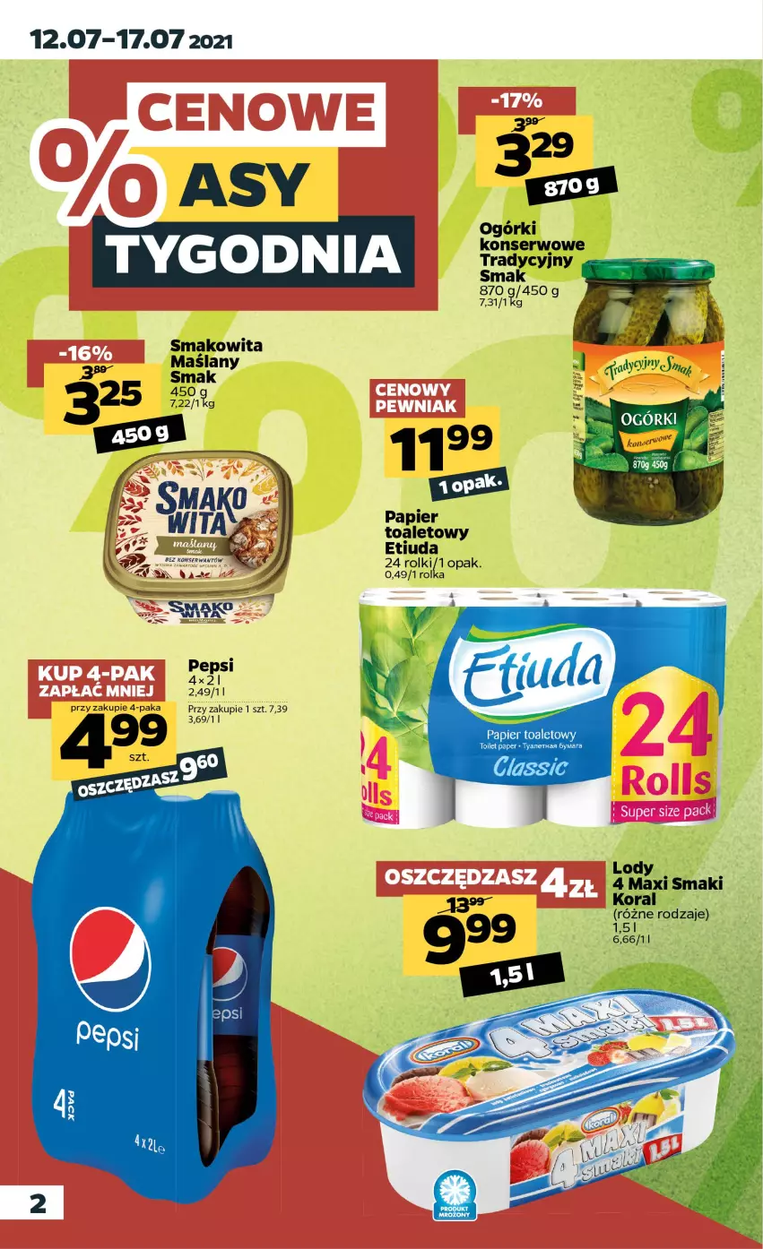 Gazetka promocyjna Netto - Gazetka spożywcza - ważna 12.07 do 17.07.2021 - strona 2 - produkty: Lody, Papier, Papier toaletowy, Ser, Smakowita