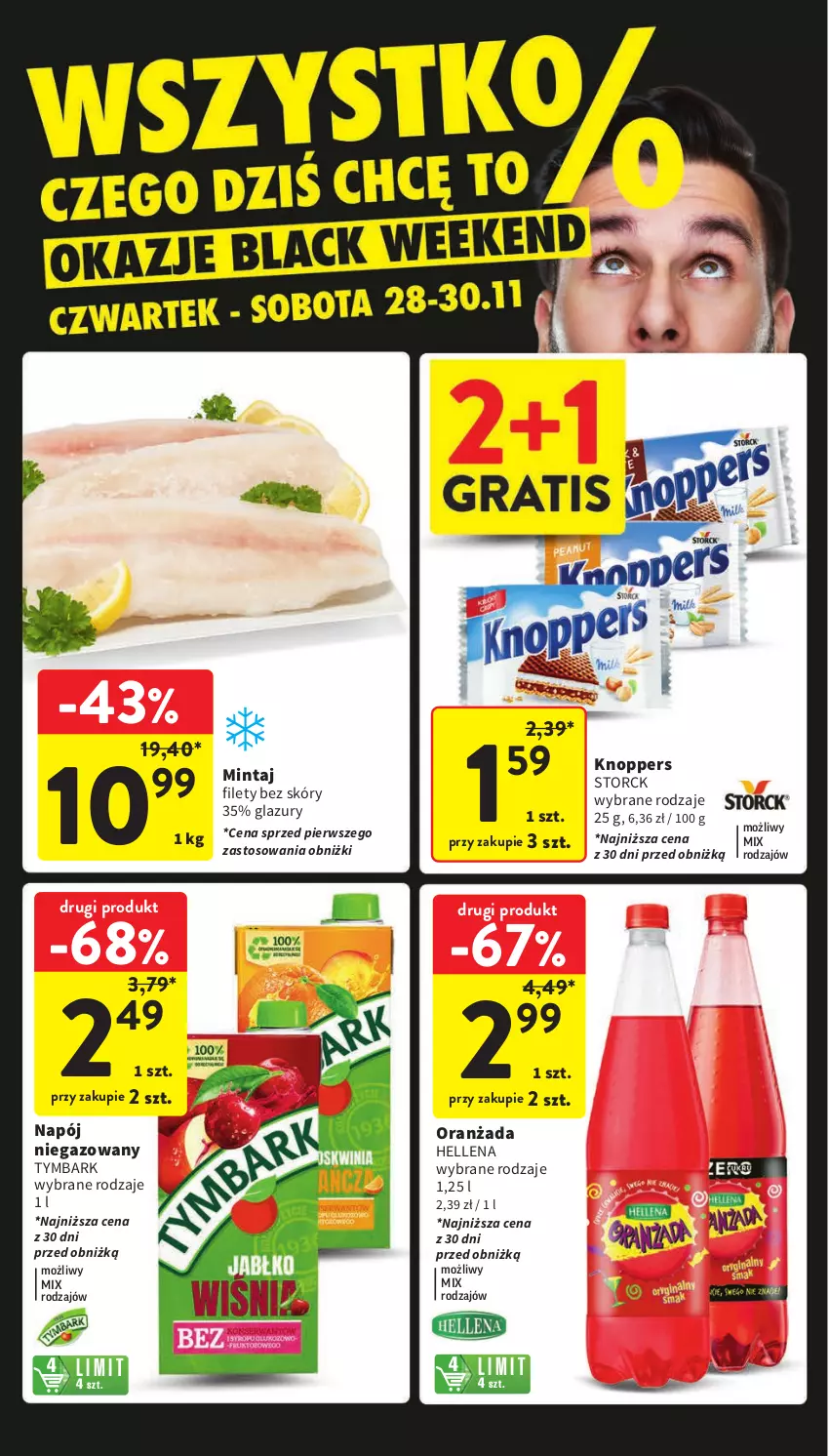 Gazetka promocyjna Intermarche - Gazetka Intermarche - ważna 28.11 do 04.12.2024 - strona 2 - produkty: Hellena, Knoppers, Lazur, Mintaj, Napój, Napój niegazowany, Oranżada, Tymbark