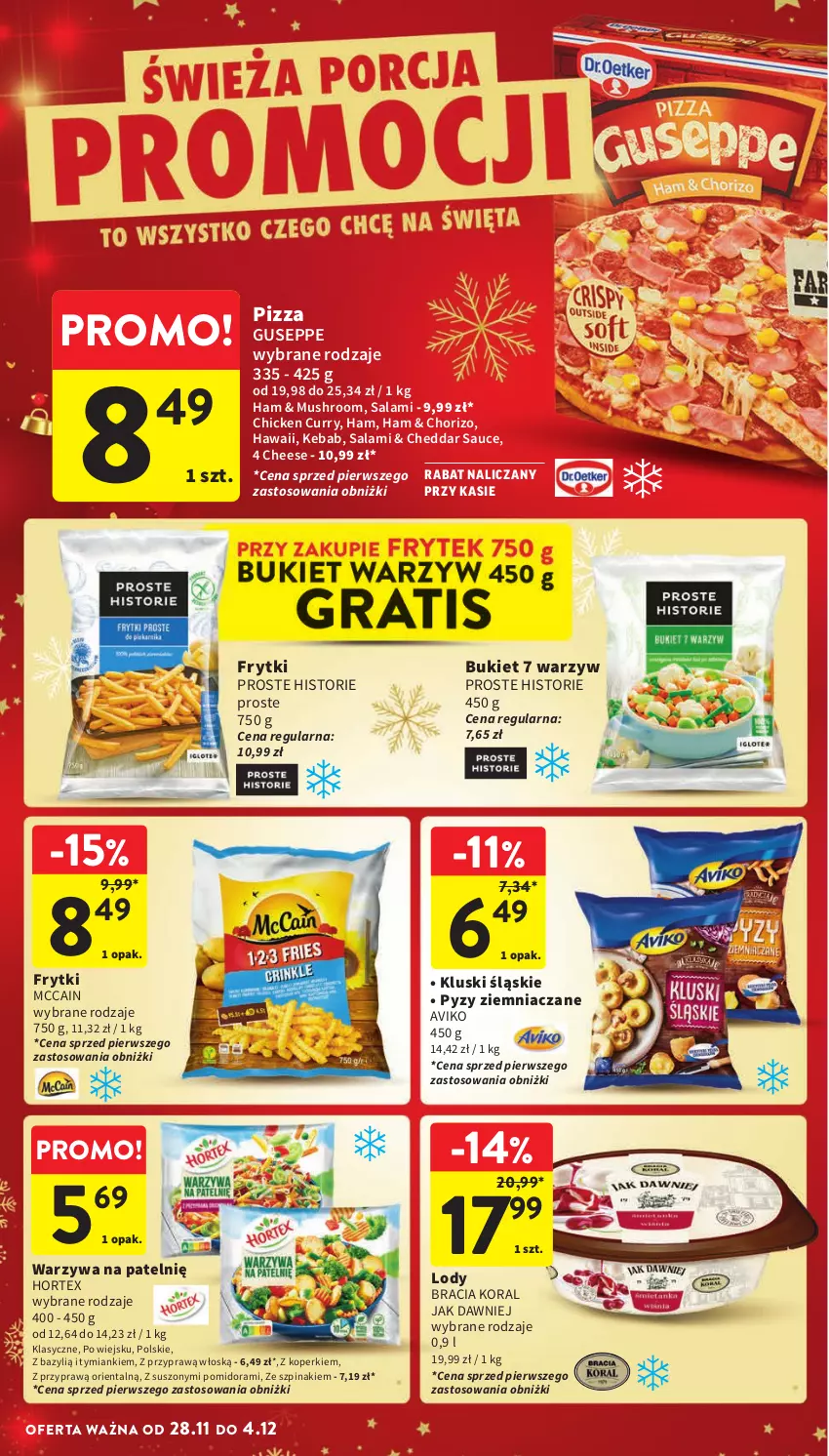 Gazetka promocyjna Intermarche - Gazetka Intermarche - ważna 28.11 do 04.12.2024 - strona 32 - produkty: Bazyl, Bukiet, Cheddar, Frytki, Hortex, Kebab, Lody, McCain, Mus, Pizza, Salami, Szpinak, Warzywa