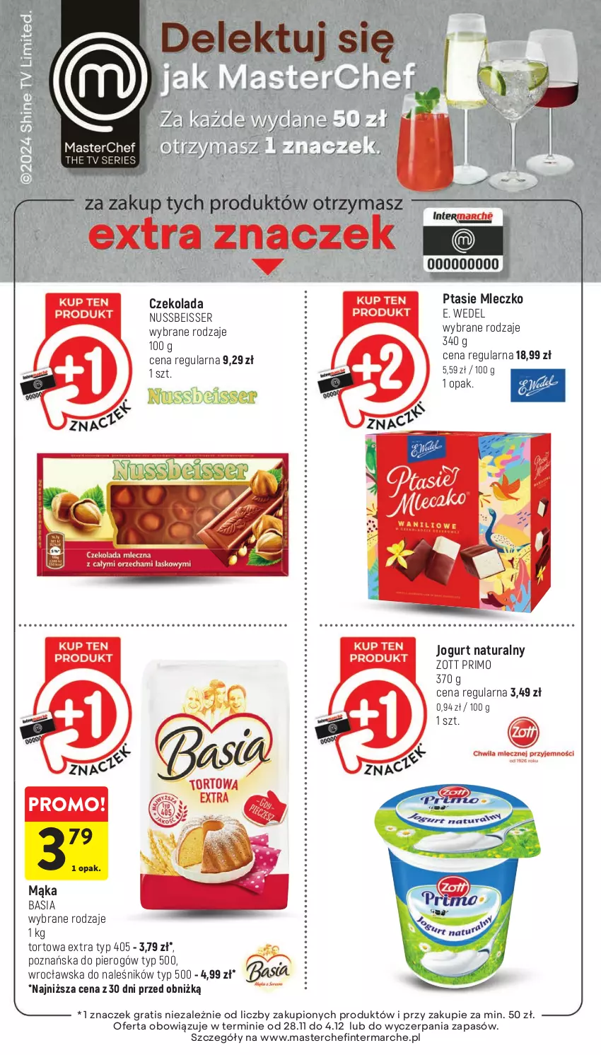 Gazetka promocyjna Intermarche - Gazetka Intermarche - ważna 28.11 do 04.12.2024 - strona 45 - produkty: Basia, Czekolada, E. Wedel, Gra, Jogurt, Jogurt naturalny, Mąka, Mleczko, Ptasie mleczko, Ser, Zott, Zott Primo