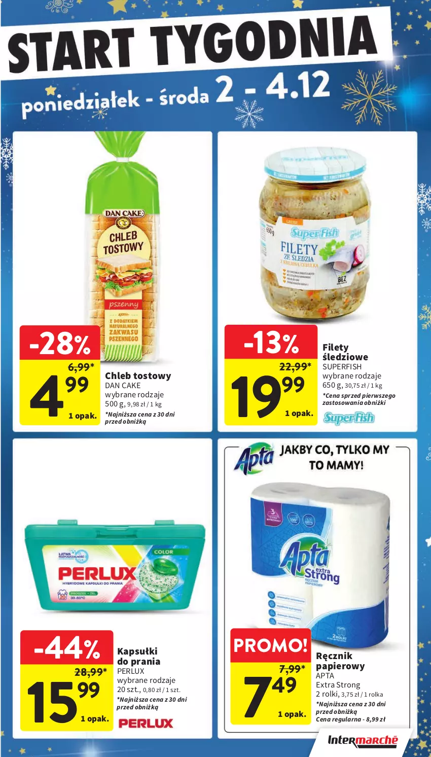 Gazetka promocyjna Intermarche - Gazetka Intermarche - ważna 28.11 do 04.12.2024 - strona 47 - produkty: Chleb, Chleb tostowy, Dan Cake, Kapsułki do prania, Papier, Ręcznik, Rolki