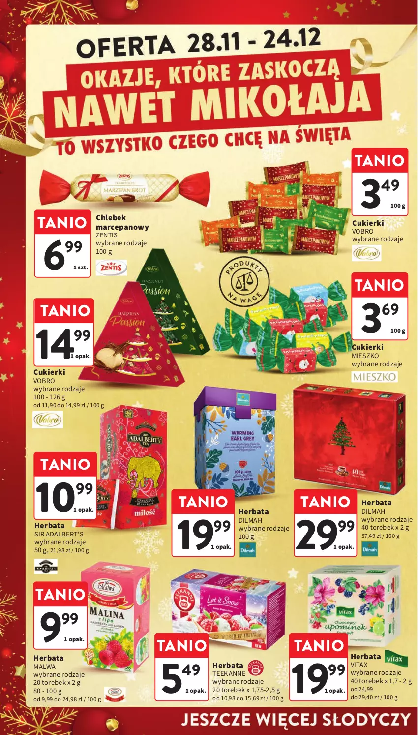 Gazetka promocyjna Intermarche - Gazetka Intermarche - ważna 28.11 do 04.12.2024 - strona 8 - produkty: Chleb, Cukier, Cukierki, Dilmah, Herbata, Teekanne, Vitax