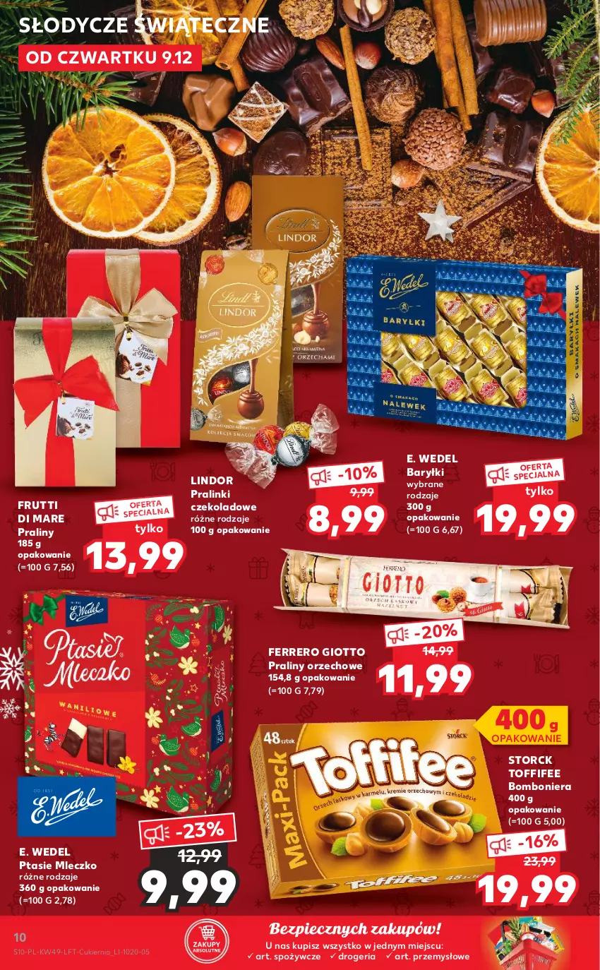 Gazetka promocyjna Kaufland - OFERTA TYGODNIA - ważna 09.12 do 15.12.2021 - strona 10 - produkty: Baryłki, Bomboniera, Cukier, E. Wedel, Ferrero, Lindor, Mleczko, Piec, Praliny, Ptasie mleczko, Toffifee