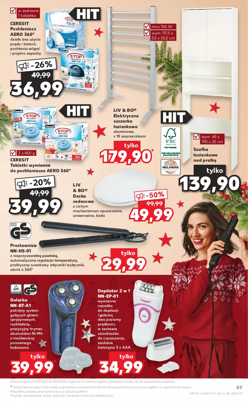 Gazetka promocyjna Kaufland - OFERTA TYGODNIA - ważna 09.12 do 15.12.2021 - strona 49 - produkty: Akumulator, Ceresit, Depilator, Deska sedesowa, Golarka, Gra, LG, Silan, Suszarka, Szafka, Szafka łazienkowa, Szczoteczka, Tablet