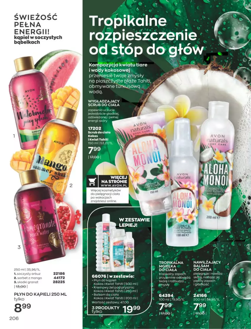 Gazetka promocyjna Avon - Katalog Avon 8/2021 kampania sierpień - ważna 01.08 do 31.08.2021 - strona 202 - produkty: Arbuz, Fa, Kokos, Mango, Płyn do kąpieli