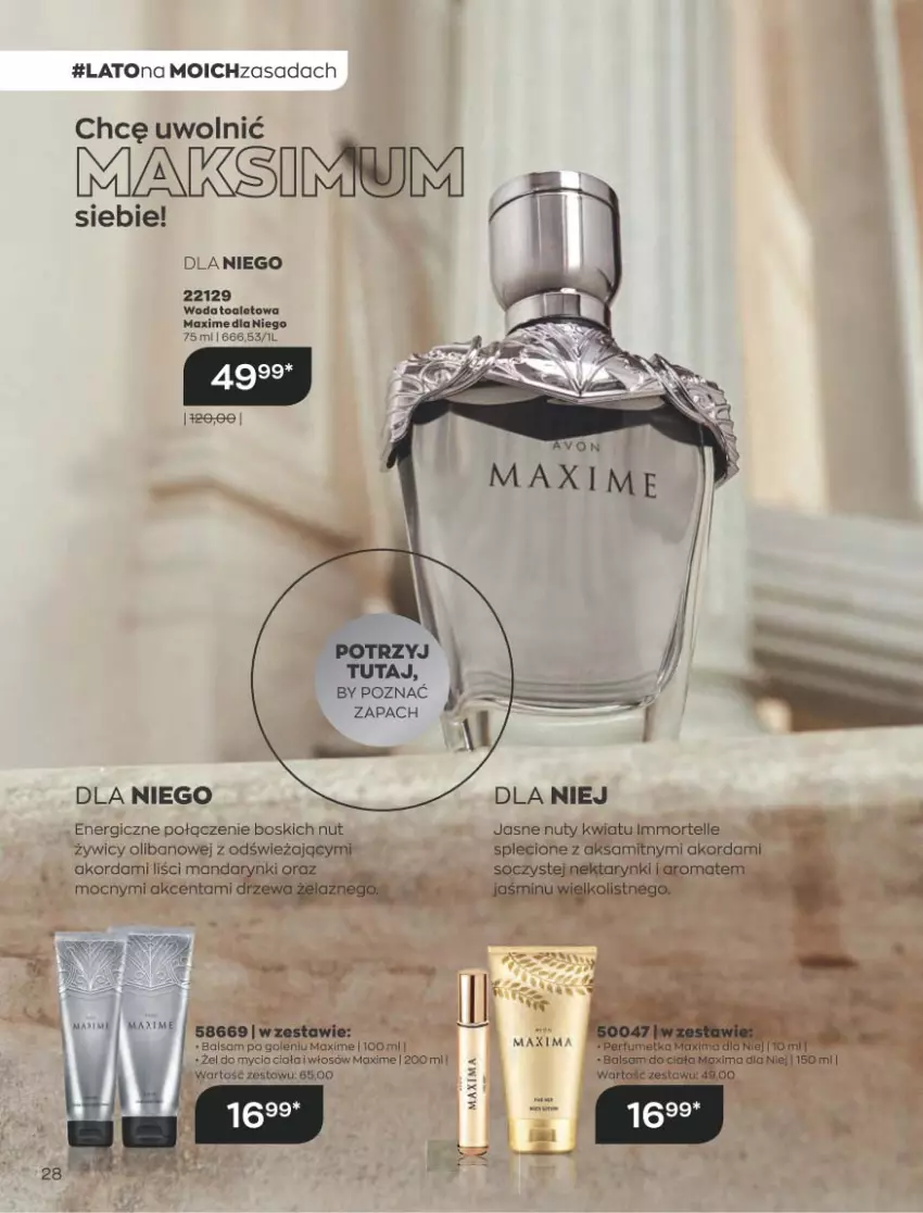 Gazetka promocyjna Avon - Katalog Avon 8/2021 kampania sierpień - ważna 01.08 do 31.08.2021 - strona 28 - produkty: Aksam, Balsam po goleniu, Fa, Mandarynki, Nektar, Nuty, Woda, Woda toaletowa