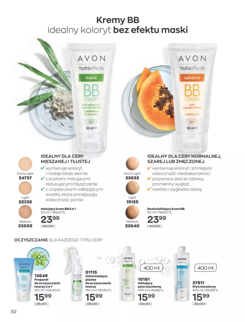 Gazetka promocyjna Avon - Katalog Avon 8/2021 kampania sierpień - ważna 01.08 do 31.08.2021 - strona 52 - produkty: Krem bb, Płyn micelarny