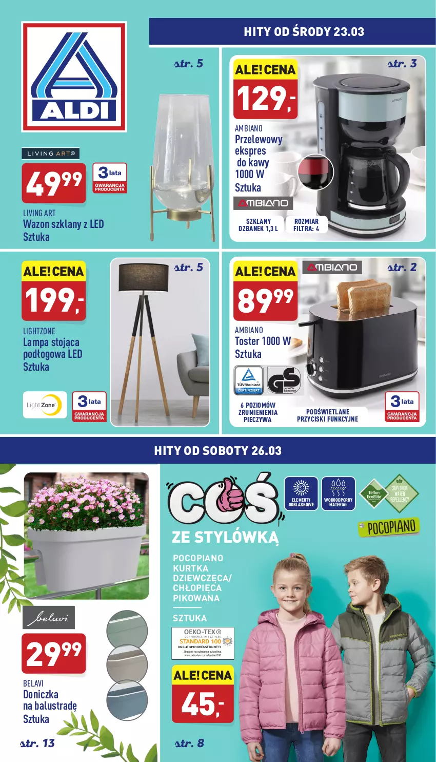 Gazetka promocyjna Aldi - Katalog Moda i Dom - ważna 23.03 do 26.03.2022 - strona 1 - produkty: Dzbanek, Kurtka, Lampa, Piec, Pocopiano, Por, Rum, Toster, Wazon