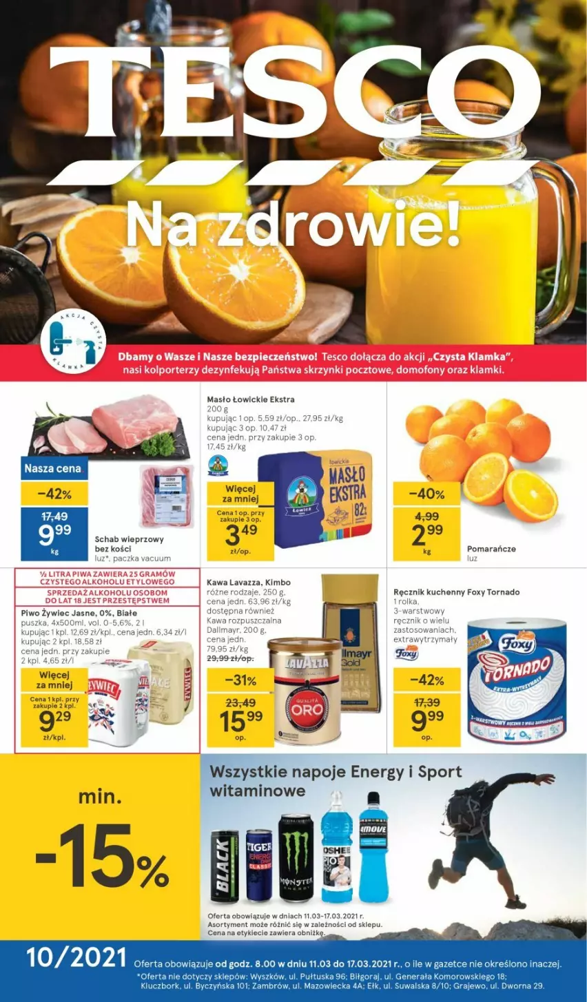 Gazetka promocyjna Tesco - Tesco gazetka - przyszły tydzień - ważna 11.03 do 17.03.2021 - strona 1 - produkty: Foxy, Masło, Napoje, Pomarańcze, Por, Ręcznik, Ręcznik kuchenny