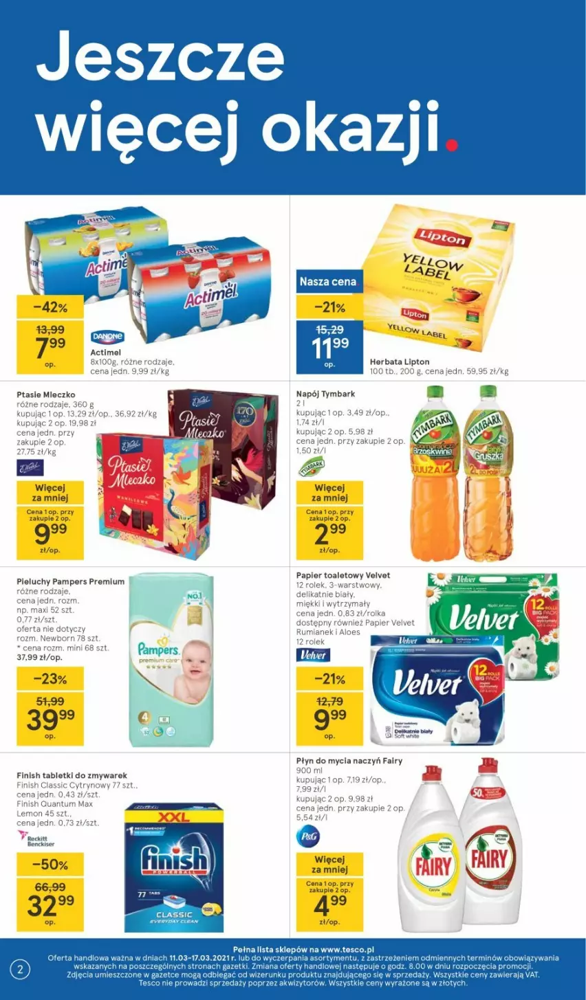 Gazetka promocyjna Tesco - Tesco gazetka - przyszły tydzień - ważna 11.03 do 17.03.2021 - strona 2 - produkty: Herbata, Lipton, Napój, Papier, Papier toaletowy, Tymbark, Velvet