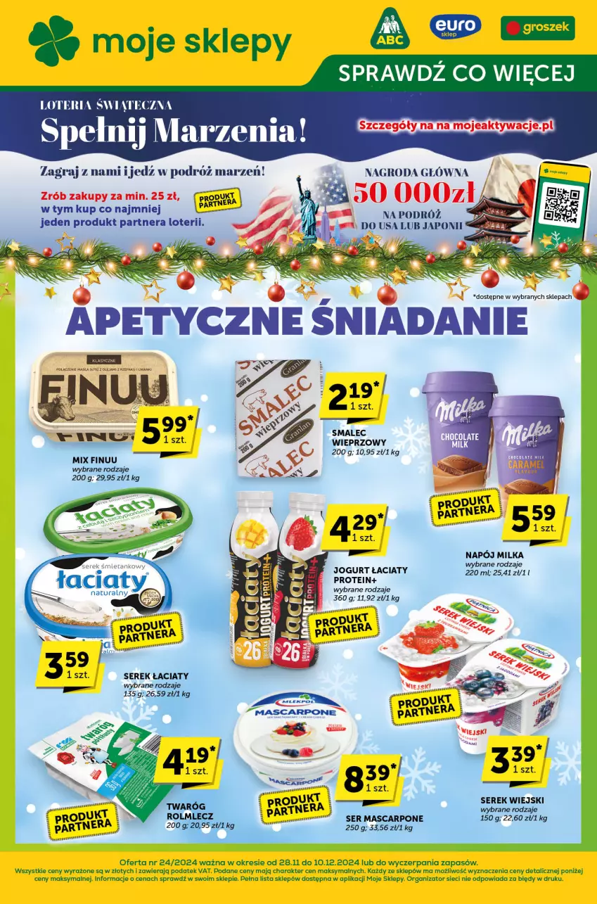 Gazetka promocyjna ABC - ważna 28.11 do 10.12.2024 - strona 1 - produkty: Finuu, Gra, Jogurt, Mascarpone, Napój, Olej, Ser, Serek, Serek wiejski, Smalec