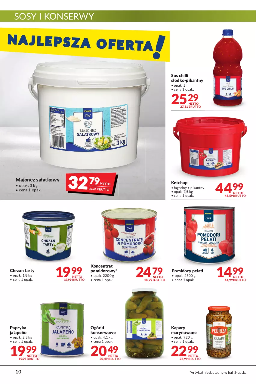 Gazetka promocyjna Makro - [Oferta promocyjna] Artykuły spożywcze i przemysłowe - ważna 31.05 do 13.06.2022 - strona 10 - produkty: Chrzan, Kapary, Ketchup, Koncentrat pomidorowy, Majonez, Majonez sałatkowy, Ogórki konserwowe, Papryka, Papryka jalapeño, Pomidory, Sałat, Ser, Sos, Sos chilli