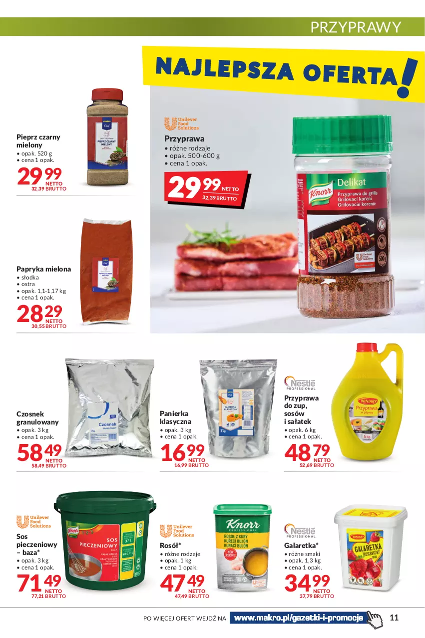 Gazetka promocyjna Makro - [Oferta promocyjna] Artykuły spożywcze i przemysłowe - ważna 31.05 do 13.06.2022 - strona 11 - produkty: Czosnek, Czosnek granulowany, Gala, Galaretka, Gra, Papryka, Piec, Pieprz, Przyprawy, Rosół, Sałat, Sos, Sos pieczeniowy