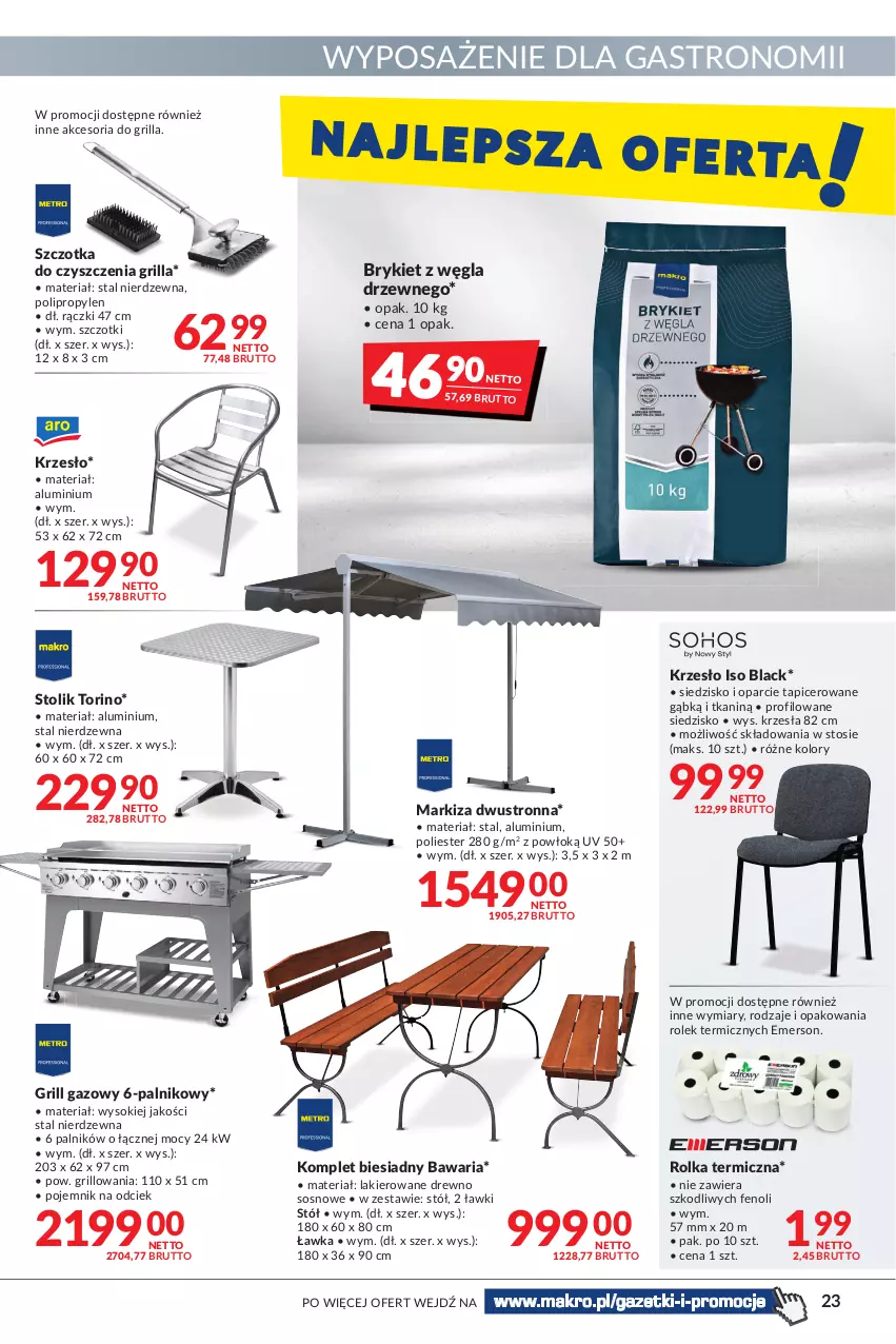 Gazetka promocyjna Makro - [Oferta promocyjna] Artykuły spożywcze i przemysłowe - ważna 31.05 do 13.06.2022 - strona 23 - produkty: Grill, Grill gazowy, Krzesło, Lack, Lakier, Markiza, Pojemnik, Siedzisko, Sok, Sos, Stół, Stolik, Szczotka