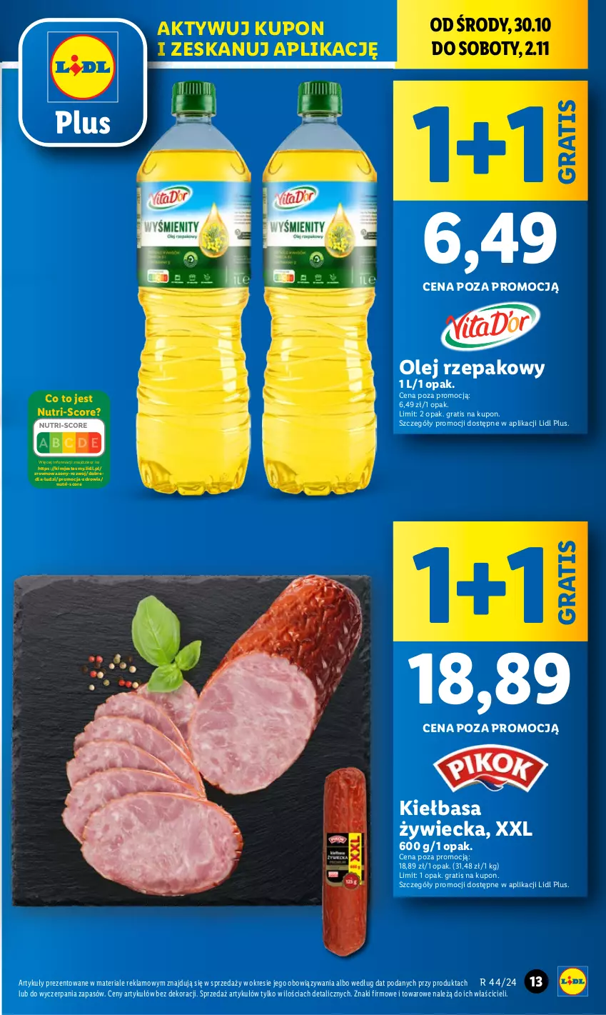 Gazetka promocyjna Lidl - GAZETKA - ważna 30.10 do 02.11.2024 - strona 13 - produkty: Gra, Kiełbasa, Olej, Olej rzepakowy, Wazon