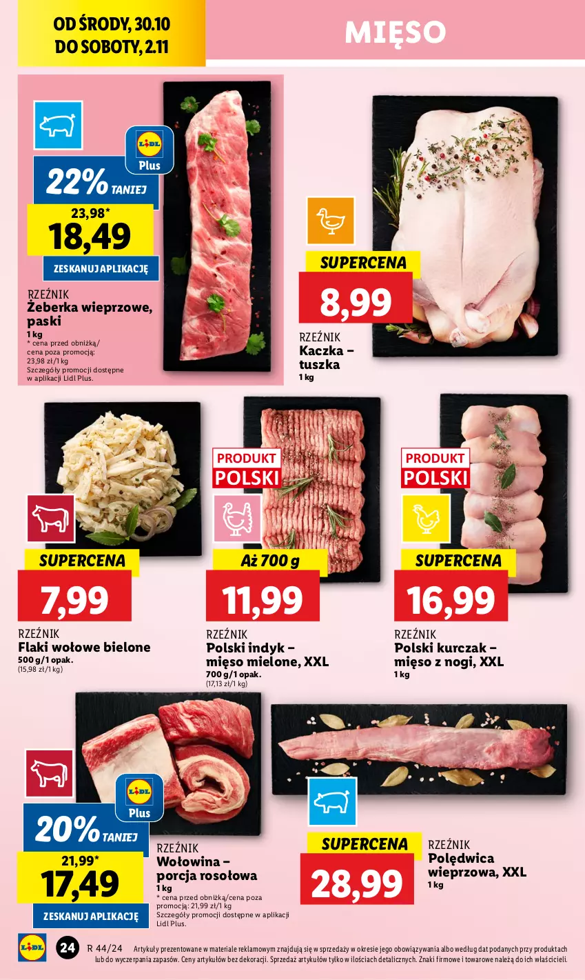 Gazetka promocyjna Lidl - GAZETKA - ważna 30.10 do 02.11.2024 - strona 32 - produkty: Flaki, Flaki wołowe, Kaczka, Kurczak, Mięso, Mięso mielone, Polędwica, Por, Tusz, Wołowina