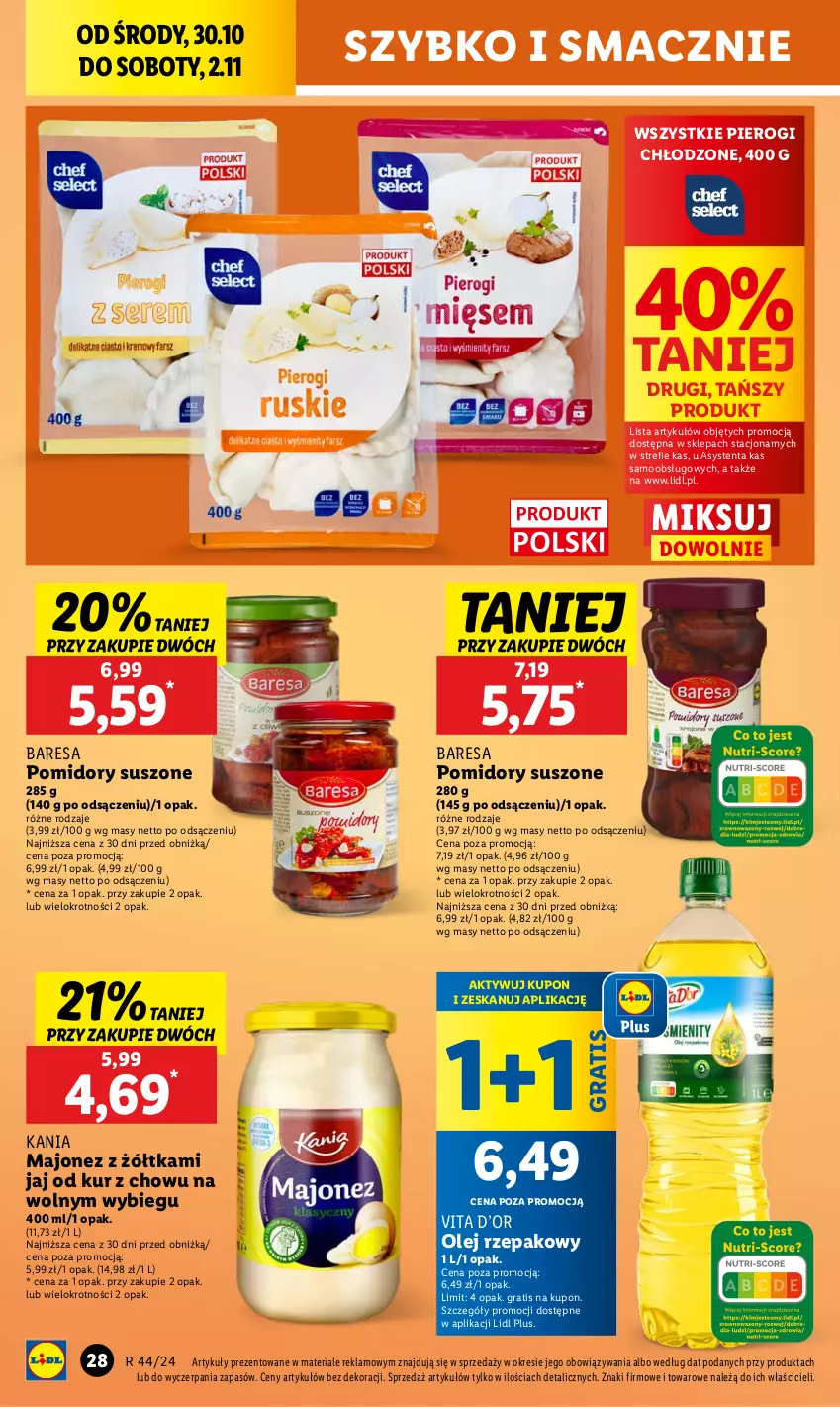 Gazetka promocyjna Lidl - GAZETKA - ważna 30.10 do 02.11.2024 - strona 36 - produkty: Gra, Majonez, Olej, Olej rzepakowy, Pierogi, Pomidory, Suszone pomidory