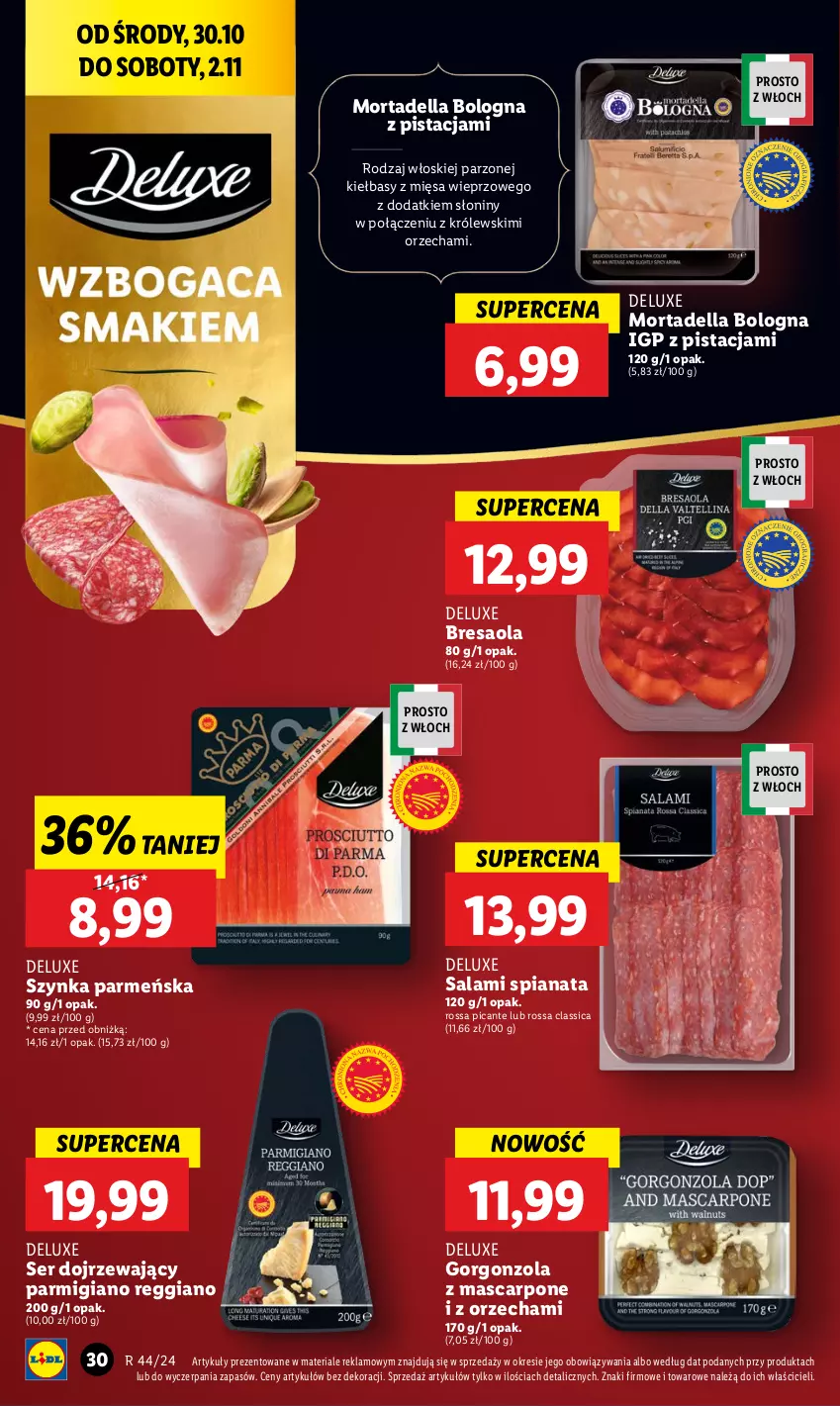 Gazetka promocyjna Lidl - GAZETKA - ważna 30.10 do 02.11.2024 - strona 38 - produkty: Bresaola, Dell, Gorgonzola, Królewski, LG, Mascarpone, Mortadella, Salami, Ser, Szynka