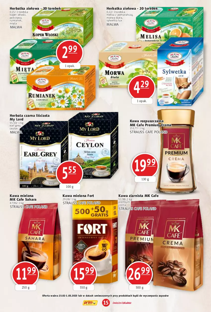 Gazetka promocyjna Prim Market - ważna 23.02 do 01.03.2023 - strona 15 - produkty: Earl Grey, Herbata, Herbata czarna, Kawa, Kawa mielona, Kawa rozpuszczalna, Kawa ziarnista, Koper włoski, Mięta, Rum, Torebka