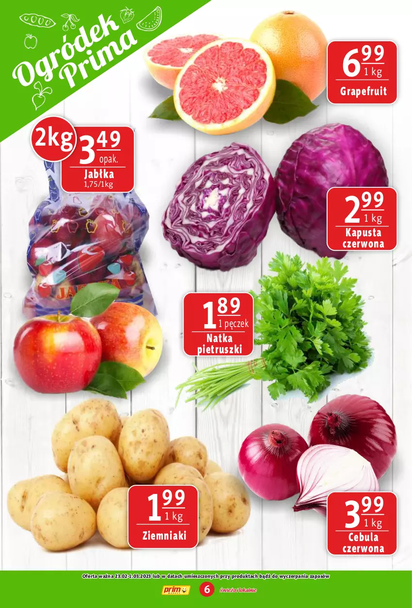 Gazetka promocyjna Prim Market - ważna 23.02 do 01.03.2023 - strona 6 - produkty: Cebula, Cebula czerwona, Gra, Jabłka, Natka pietruszki, Ziemniaki