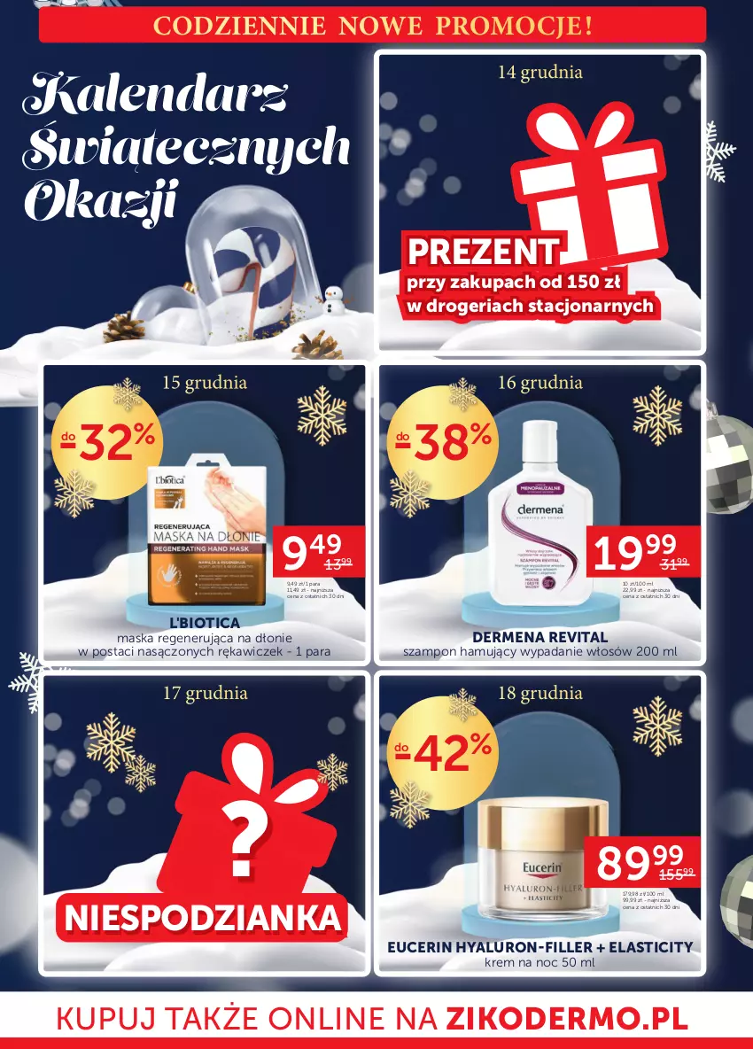 Gazetka promocyjna Ziko - Gazetka Ziko Dermo - ważna 14.12 do 27.12.2023 - strona 14 - produkty: Dermena, Kalendarz, Krem na noc, L'Biotica, Maska, Szampon