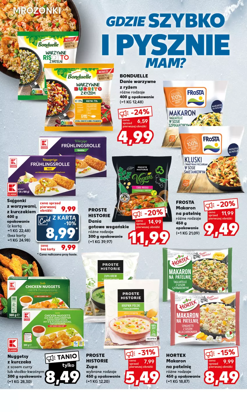 Gazetka promocyjna Kaufland - Mocny Start - ważna 16.10 do 18.10.2023 - strona 12 - produkty: Bonduelle, Frosta, Hortex, Kurczak, Makaron, Makaron z sosem, Ryż, Sajgonki, Sos, Szpinak, Tagliatelle, Warzywa, Zupa