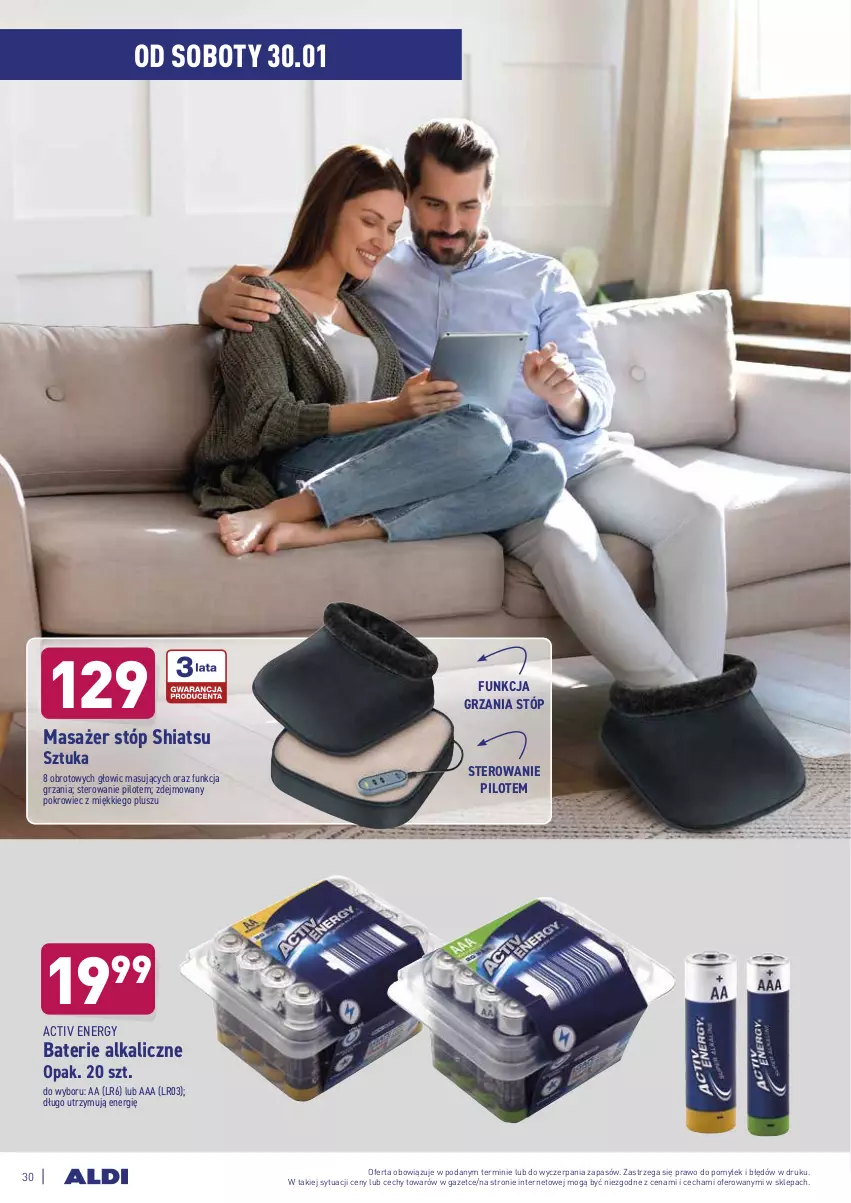 Gazetka promocyjna Aldi - ALE! CENA w ALDI - ważna 25.01 do 31.01.2021 - strona 30 - produkty: Baterie alkaliczne, Masażer, Pokrowiec