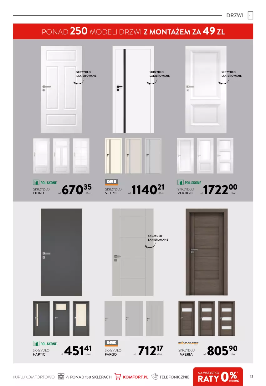 Gazetka promocyjna Komfort - Gazetka - ważna 07.07 do 17.08.2021 - strona 13 - produkty: Drzwi, Fa, Lakier, Telefon