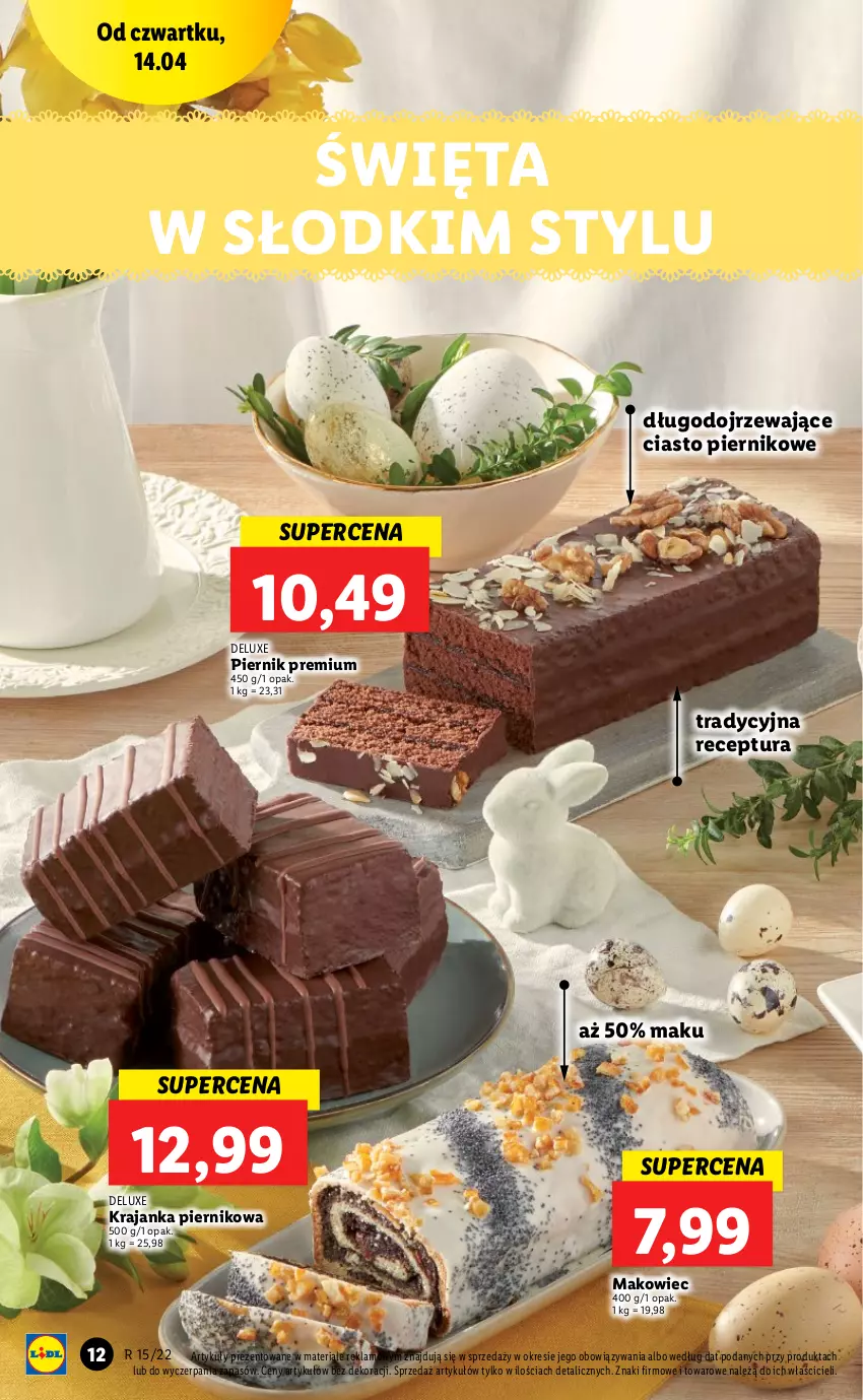 Gazetka promocyjna Lidl - GAZETKA - ważna 14.04 do 16.04.2022 - strona 12 - produkty: Makowiec, Piernik