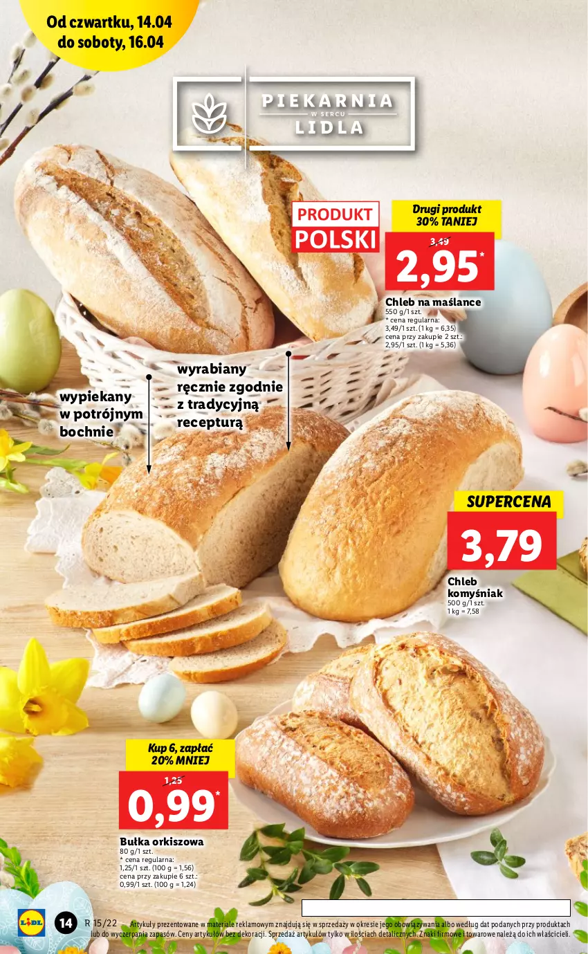 Gazetka promocyjna Lidl - GAZETKA - ważna 14.04 do 16.04.2022 - strona 14 - produkty: Bułka, Chleb