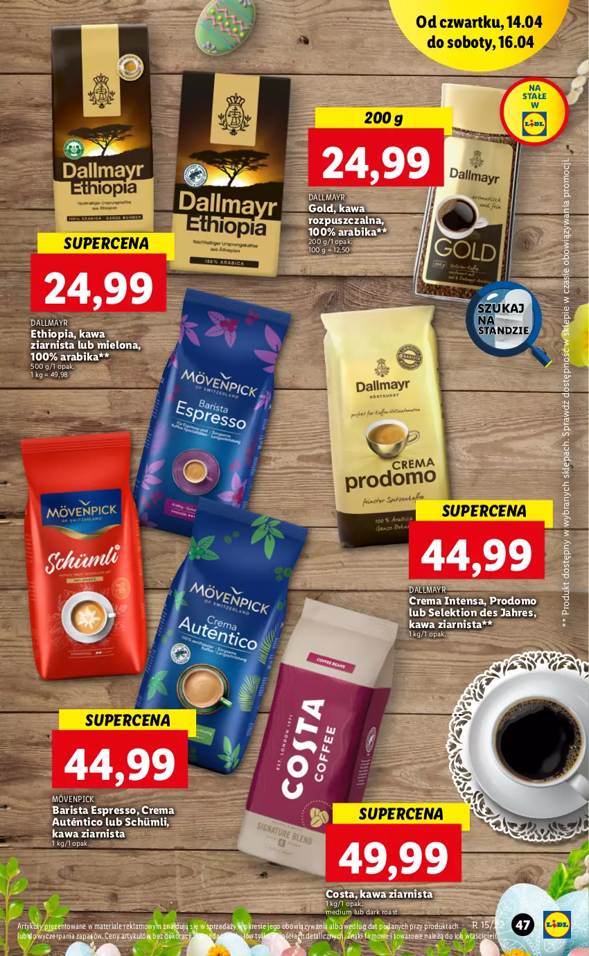 Gazetka promocyjna Lidl - GAZETKA - ważna 14.04 do 16.04.2022 - strona 47 - produkty: Dallmayr, Kawa, Kawa rozpuszczalna, Kawa ziarnista