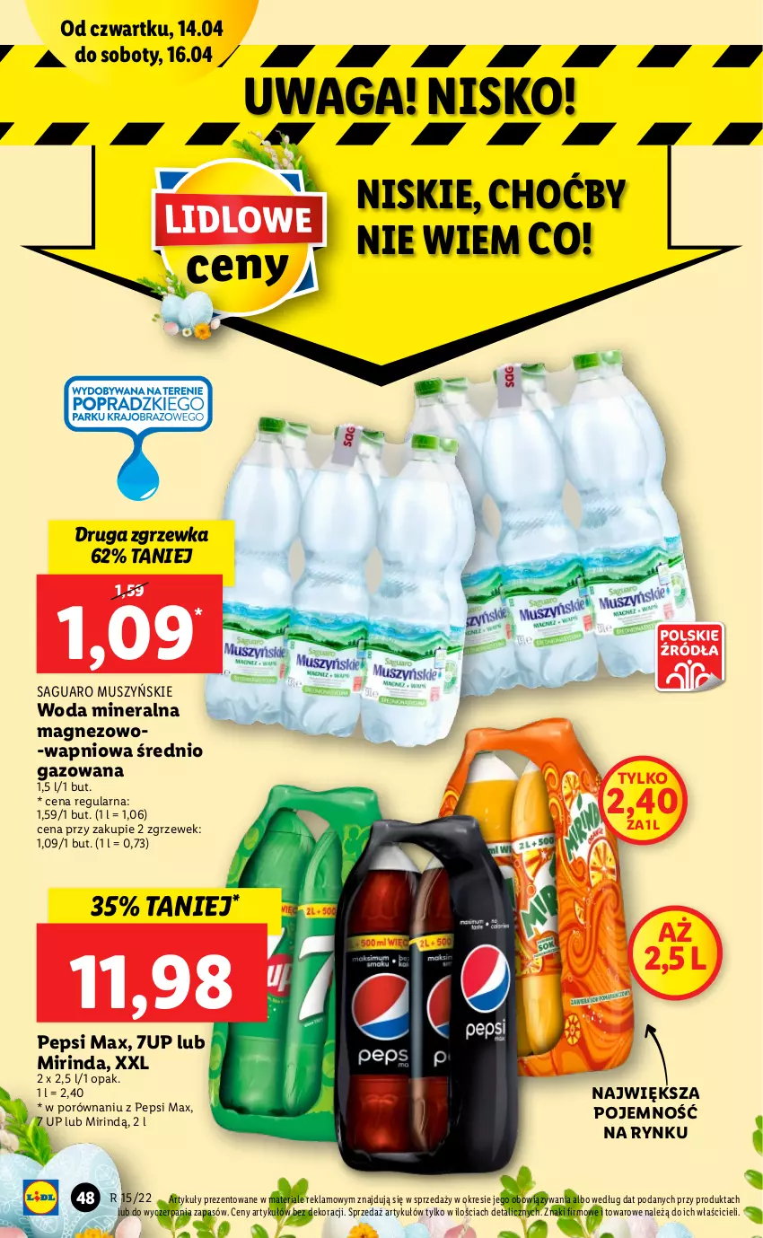 Gazetka promocyjna Lidl - GAZETKA - ważna 14.04 do 16.04.2022 - strona 48 - produkty: 7up, Magnez, Mirinda, Mus, Pepsi, Pepsi max, Por, Waga, Woda, Woda mineralna