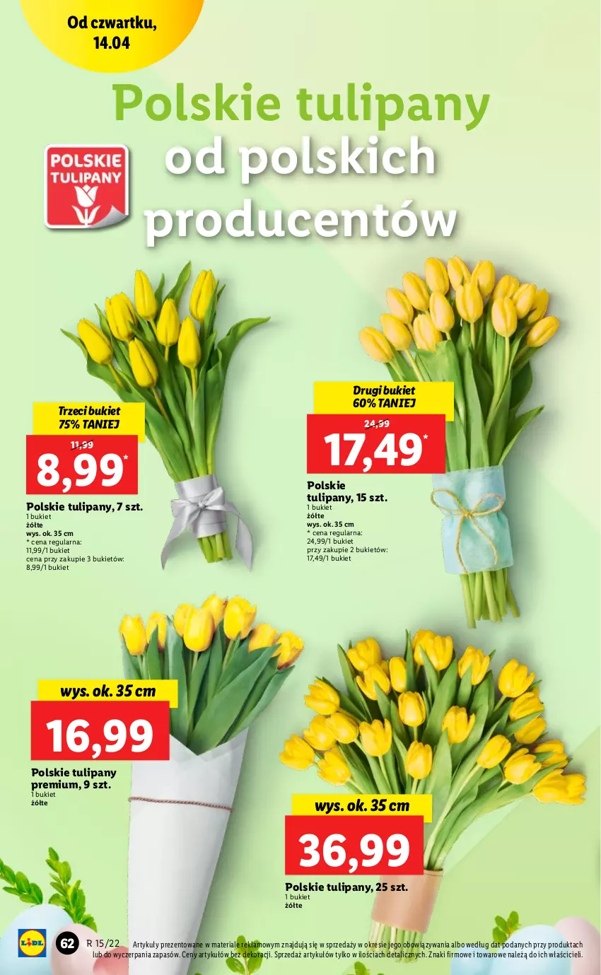 Gazetka promocyjna Lidl - GAZETKA - ważna 14.04 do 16.04.2022 - strona 62 - produkty: Bukiet, Tulipan