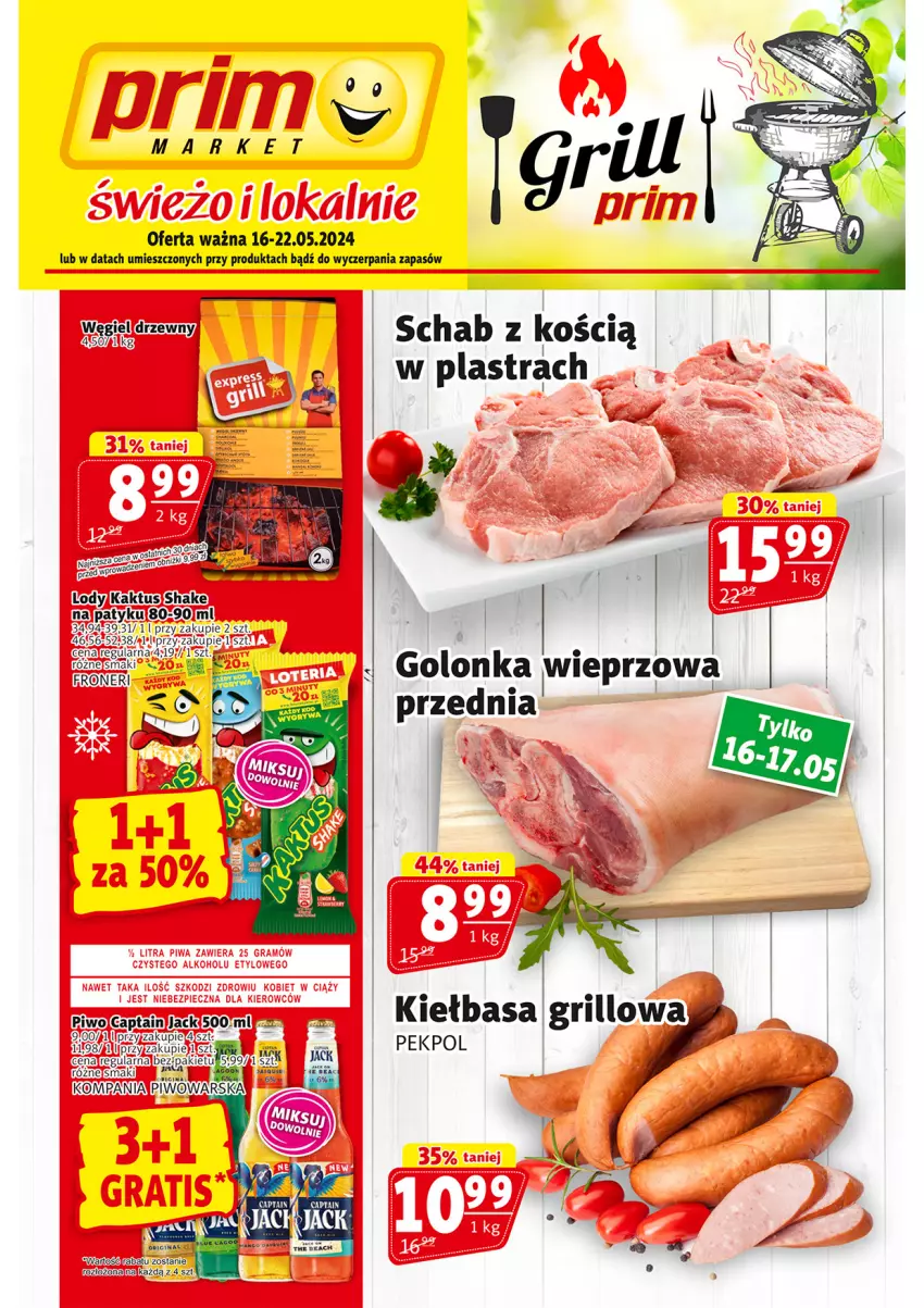 Gazetka promocyjna Prim Market - ważna 16.05 do 22.05.2024 - strona 1 - produkty: Fa, Gin, Golonka wieprzowa, Kaktus, Lody, Pekpol, Piwo