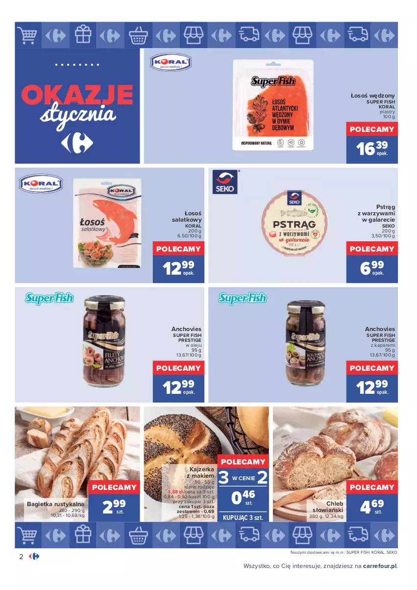 Gazetka promocyjna Carrefour - Gazetka Carrefour Okazje stycznia - ważna 03.01 do 31.01.2022 - strona 2 - produkty: Bagietka, Chleb, Gala, Kajzerka, Kosz, Olej, Pstrąg, Rust, Sałat, SEKO, Warzywa