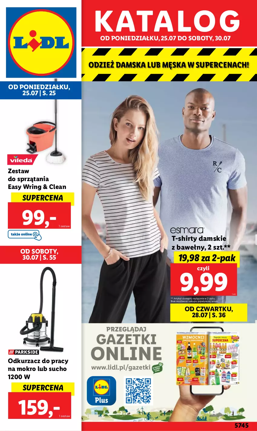 Gazetka promocyjna Lidl - GAZETKA - ważna 25.07 do 30.07.2022 - strona 1 - produkty: Odkurzacz, T-shirt