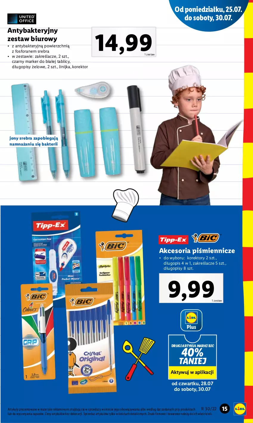 Gazetka promocyjna Lidl - GAZETKA - ważna 25.07 do 30.07.2022 - strona 15 - produkty: BIC, Biuro, Długopis, Marker