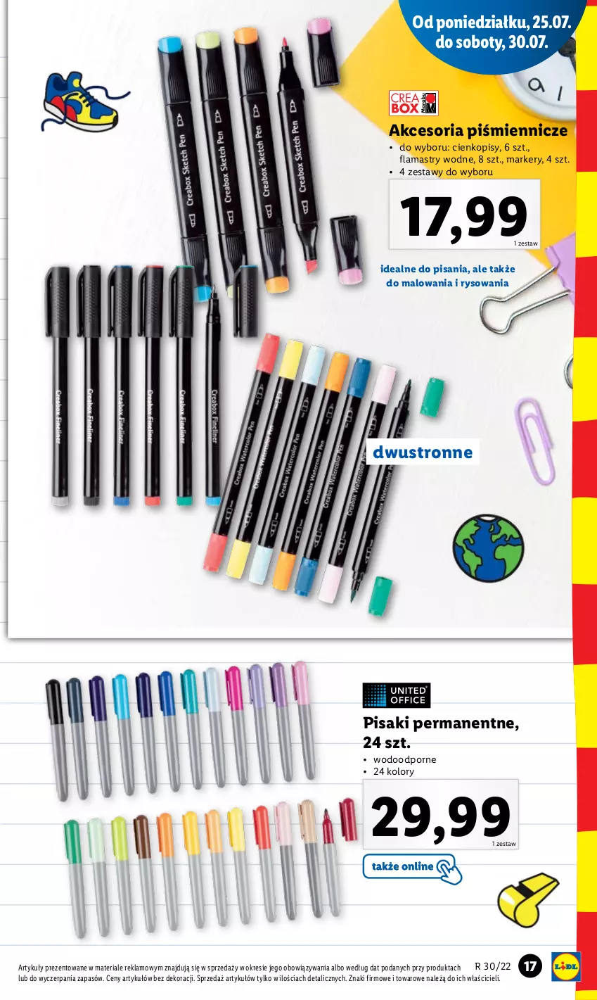 Gazetka promocyjna Lidl - GAZETKA - ważna 25.07 do 30.07.2022 - strona 17 - produkty: Flamastry, Marker, Por