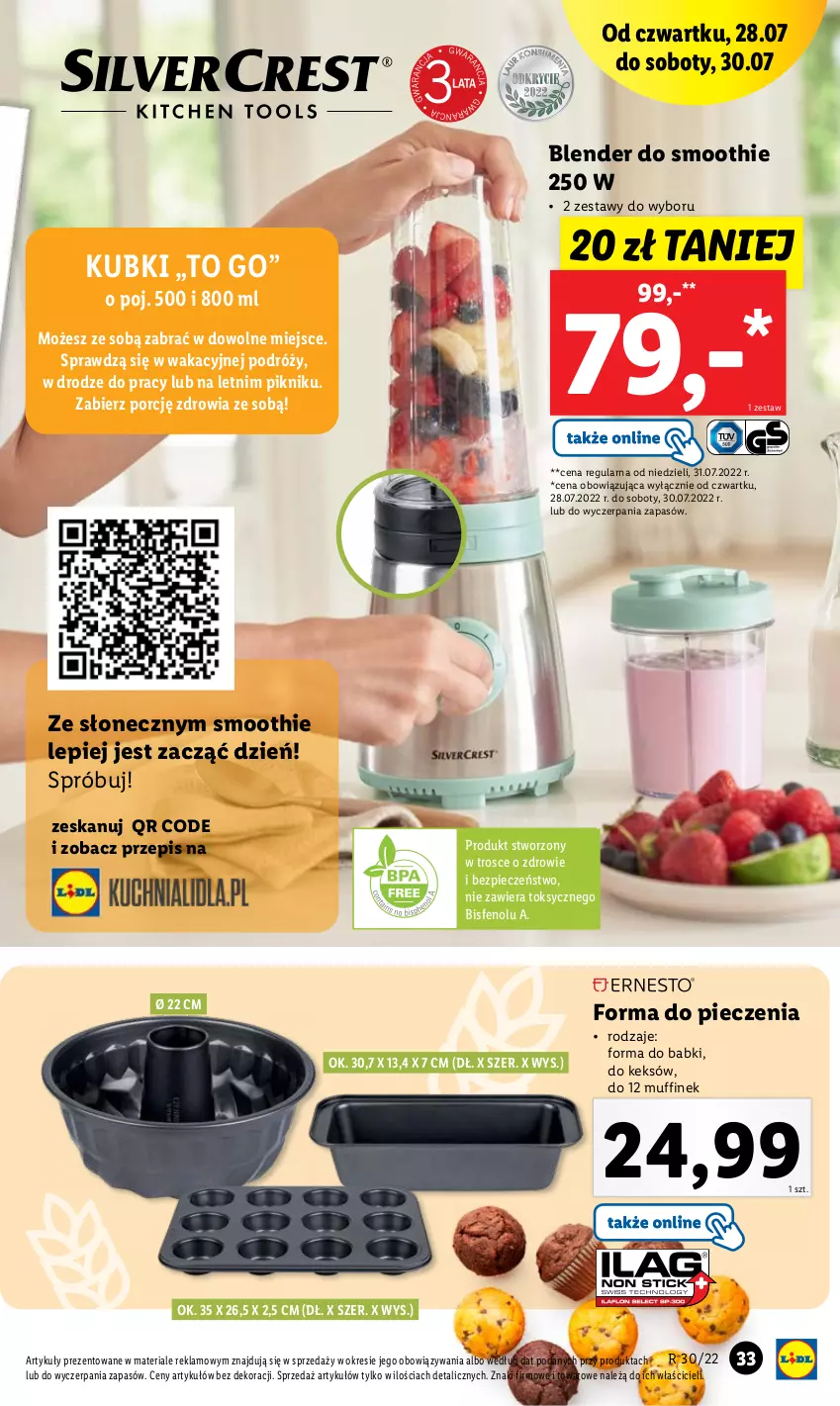 Gazetka promocyjna Lidl - GAZETKA - ważna 25.07 do 30.07.2022 - strona 33 - produkty: Blender, Forma do pieczenia, Piec, Por, Smoothie, Zdrowie