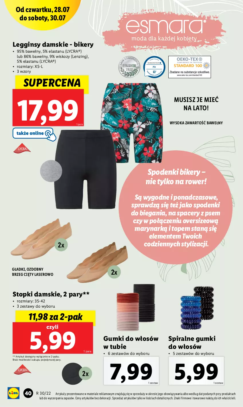 Gazetka promocyjna Lidl - GAZETKA - ważna 25.07 do 30.07.2022 - strona 42 - produkty: Acer, Gin, Legginsy, Moda, Mus, Rower, Ser, Sok, Top