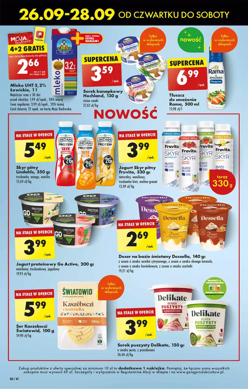 Gazetka promocyjna Biedronka - Od czwartku - ważna 26.09 do 02.10.2024 - strona 40 - produkty: Deser, Dron, Gra, Granat, Hochland, Jogurt, Kiwi, Klej, Mango, Mięta, Mleko, Mus, Pesto, Rama, Ser, Serek, Serek kanapkowy, Serek puszysty, Sos