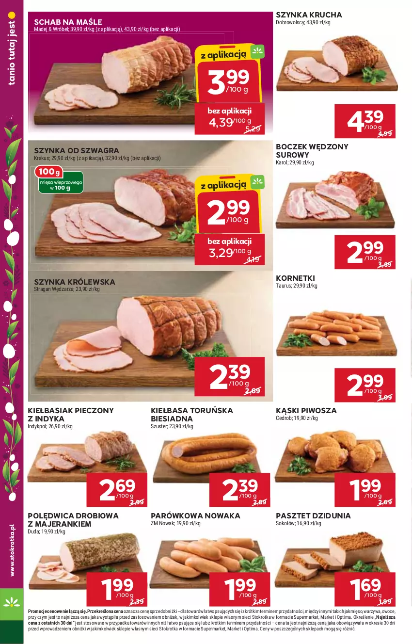 Gazetka promocyjna Stokrotka - Market - ważna 19.03 do 25.03.2026 - strona 12 - produkty: Basia, Boczek, Duda, Gra, Kiełbasa, Krakus, Mięso, NOWAK, Optima, Owoce, Pasztet, Piec, Piwo, Polędwica, Sok, Sokołów, Szynka, Szynka Królewska, Warzywa