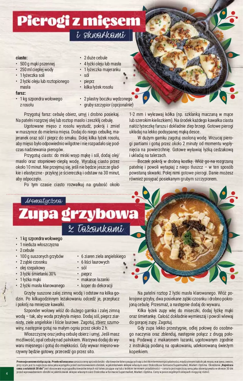 Gazetka promocyjna Stokrotka - Market - ważna 19.03 do 25.03.2026 - strona 18 - produkty: Boczek, Cedzak, Fa, Grzyby, Kawa, Laur, LG, Makaron, Masło, Mięso, Nuty, Olej, Olej rzepakowy, Optima, Owoce, Pieprz, Pierogi, Sito, Sól, Szponder wołowy, Talerz, Top, Warzywa, Woda, Ziele angielskie, Zupa
