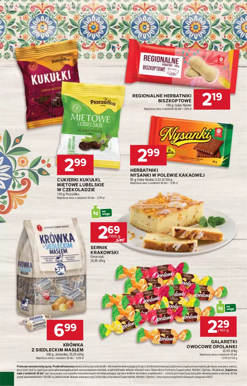 Gazetka promocyjna Stokrotka - Market - ważna 19.03 do 25.03.2026 - strona 20 - produkty: Cukier, Cukierki, Gala, Galaretki, Herbatniki, Jutrzenka, Kakao, Lanki, Mięso, Optima, Owoce, Sanki, Ser, Warzywa