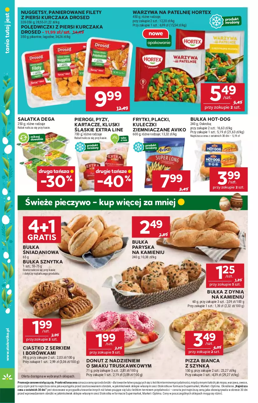 Gazetka promocyjna Stokrotka - Market - ważna 19.03 do 25.03.2026 - strona 24 - produkty: Borówka, Bułka, Danio, Dega, Donut, Dynią, Frytki, Gra, Hortex, Kurczak, Lack, Mięso, Optima, Owoce, Piec, Pieczywo, Pierogi, Pizza, Sałat, Sałatka, Ser, Warzywa