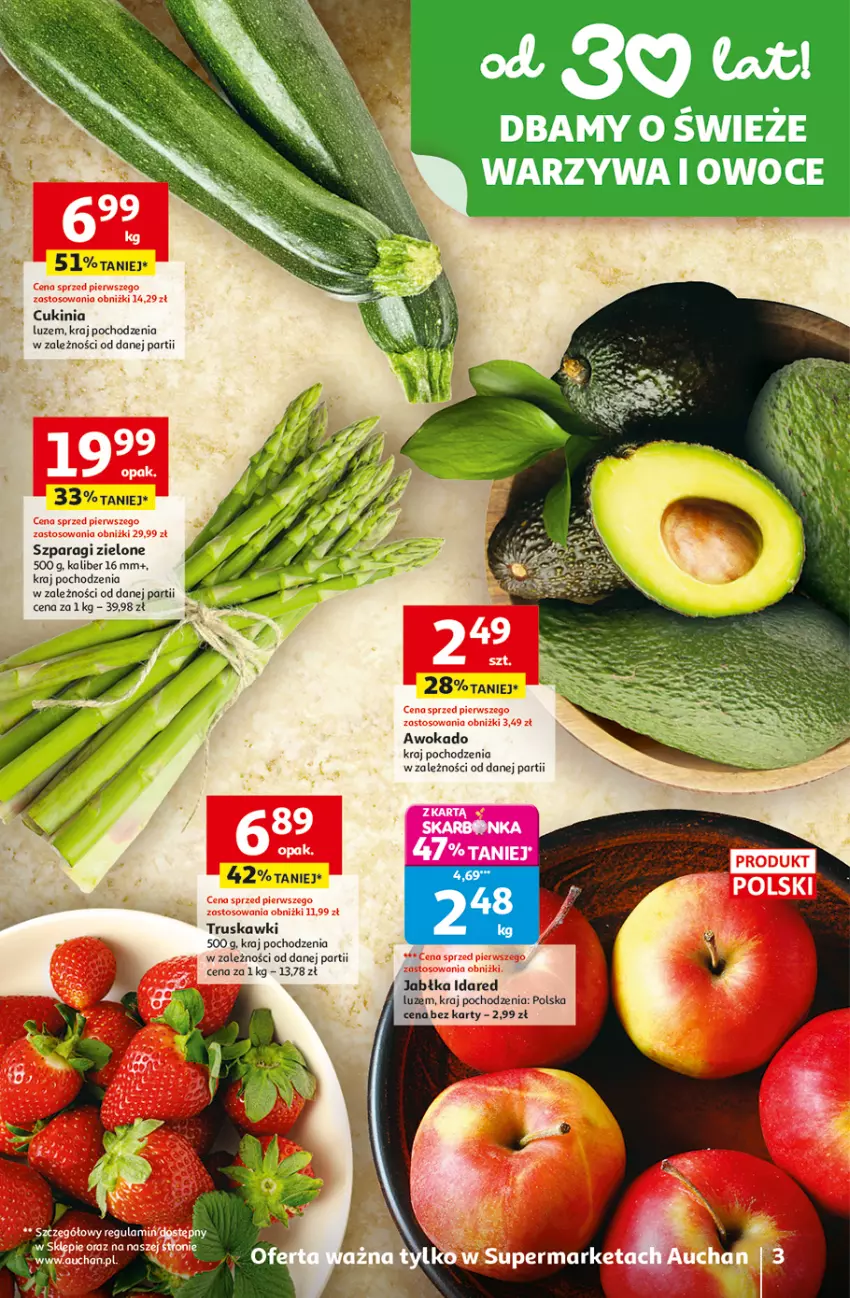 Gazetka promocyjna Auchan - Gazetka 30 Lat Supermarket Auchan - ważna 16.04 do 22.04.2026 - strona 3 - produkty: Jabłka, Truskawki