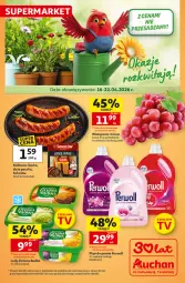 Gazetka promocyjna Auchan - Gazetka 30 Lat Supermarket Auchan - Gazetka - ważna od 22.04 do 22.04.2026 - strona 1 - produkty: Płyn do prania, Sok, Sokołów, Lody, Winogrona, Zielona Budka, Perwoll, Wino, Grill, Kiełbasa, Kiełbasa śląska