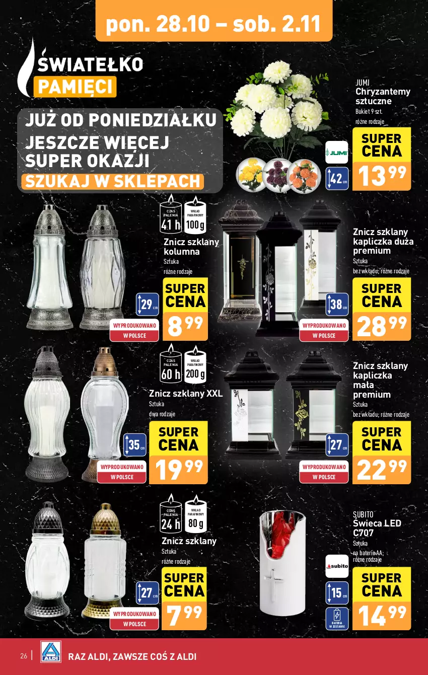 Gazetka promocyjna Aldi - Pełna oferta - ważna 28.10 do 02.11.2024 - strona 26 - produkty: Bateria, Bukiet, Znicz