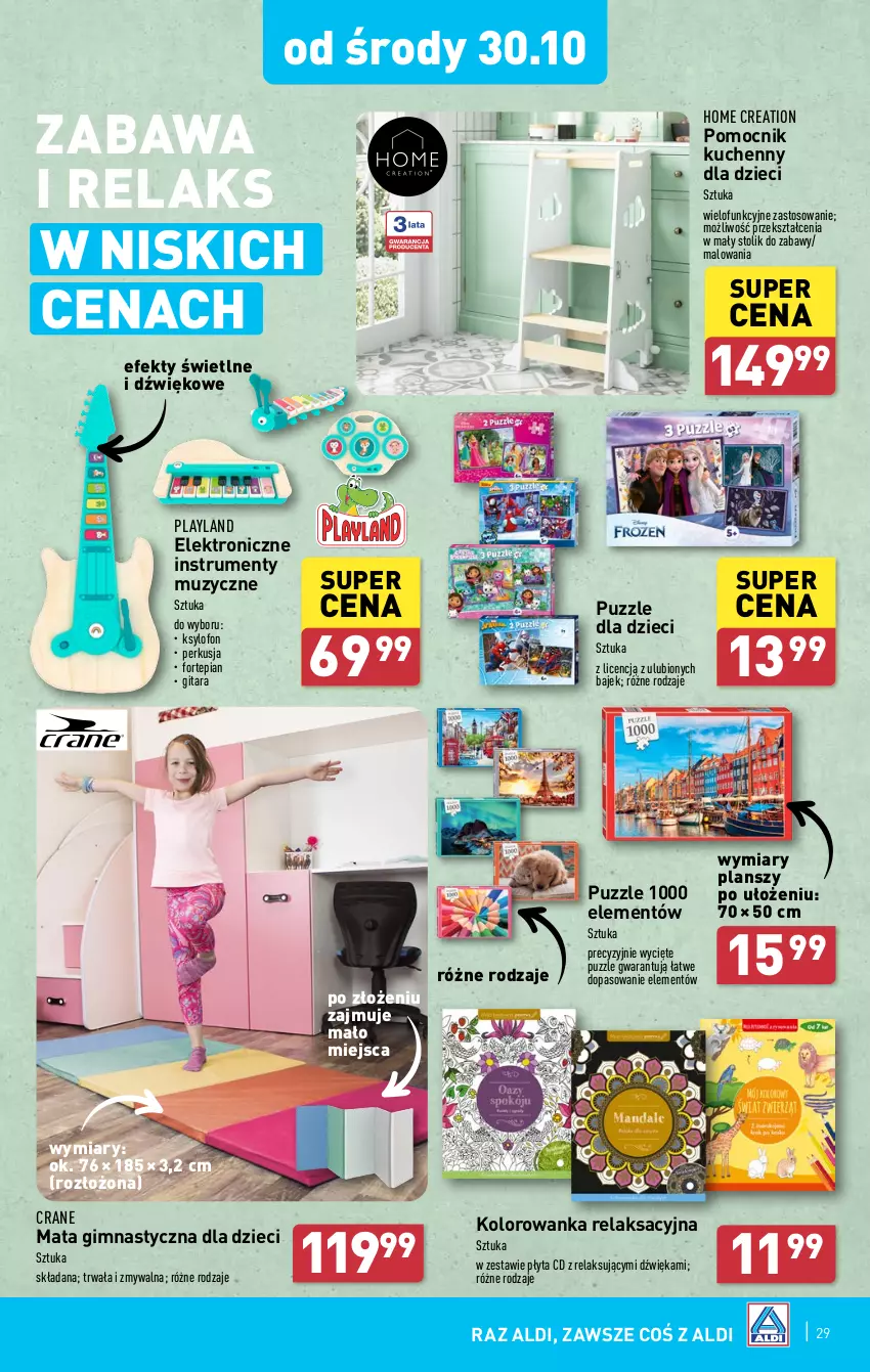 Gazetka promocyjna Aldi - Pełna oferta - ważna 28.10 do 02.11.2024 - strona 29 - produkty: Dzieci, Gitara, Kolorowanka, Perkusja, Płyta, Puzzle, Rum, Stolik